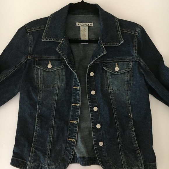 A.M.I. Blue Mediana Denim Jacket - Picture 1 of 11